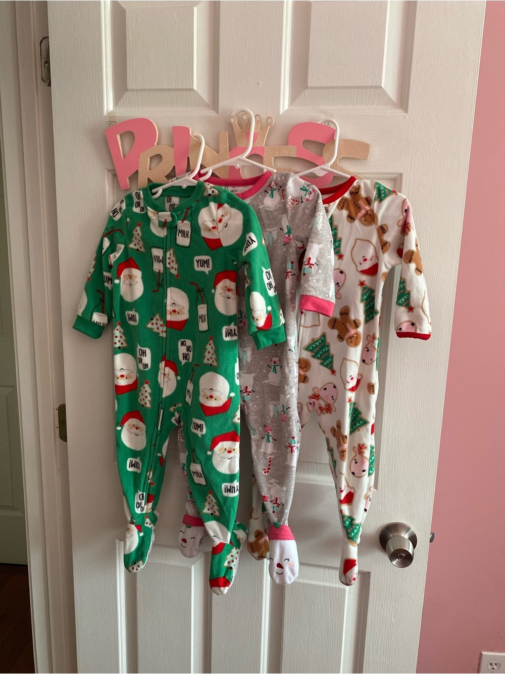 Carter's Green Santa Print Footed One-Piece Pajama